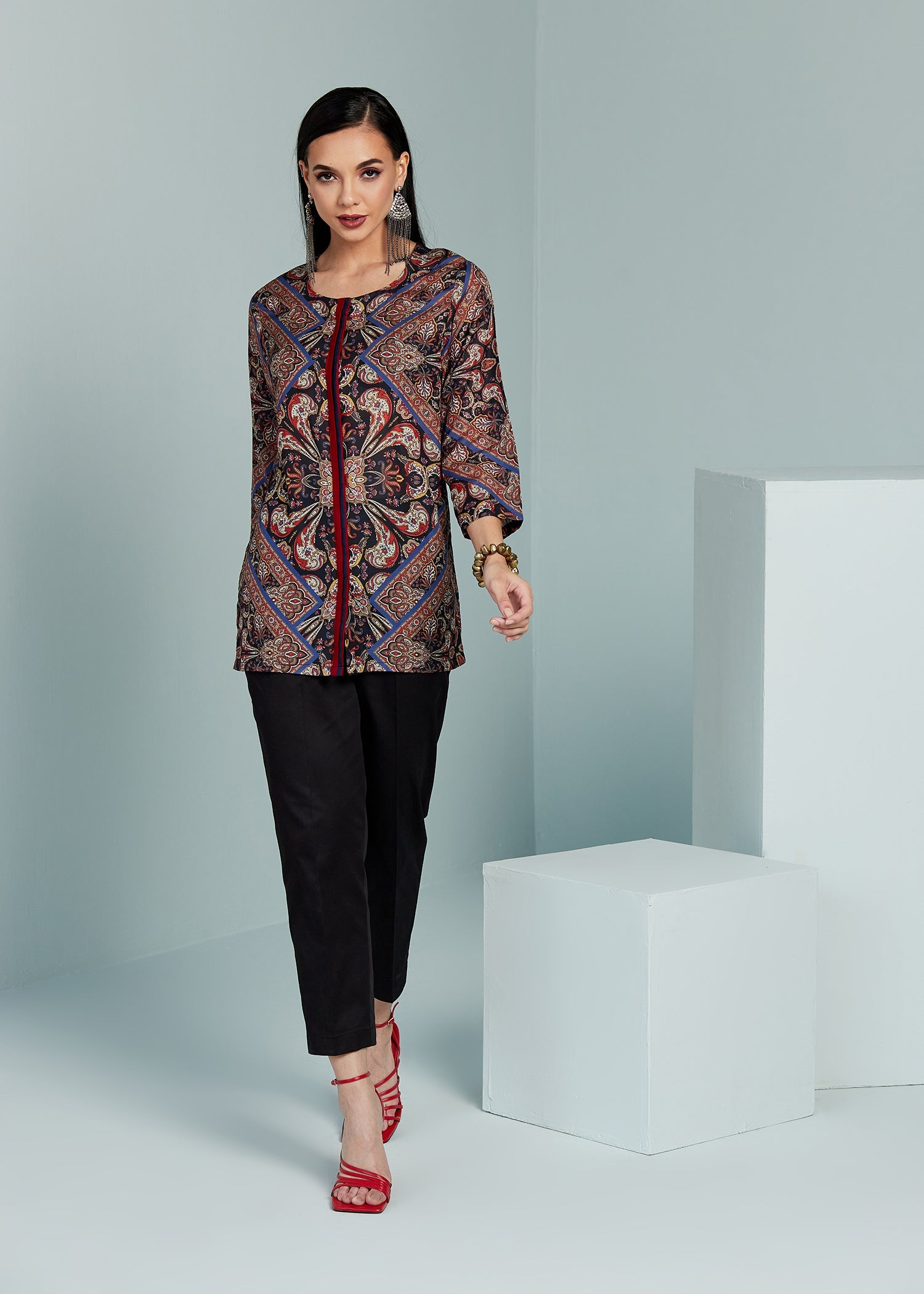 Paisley Printed Long Top