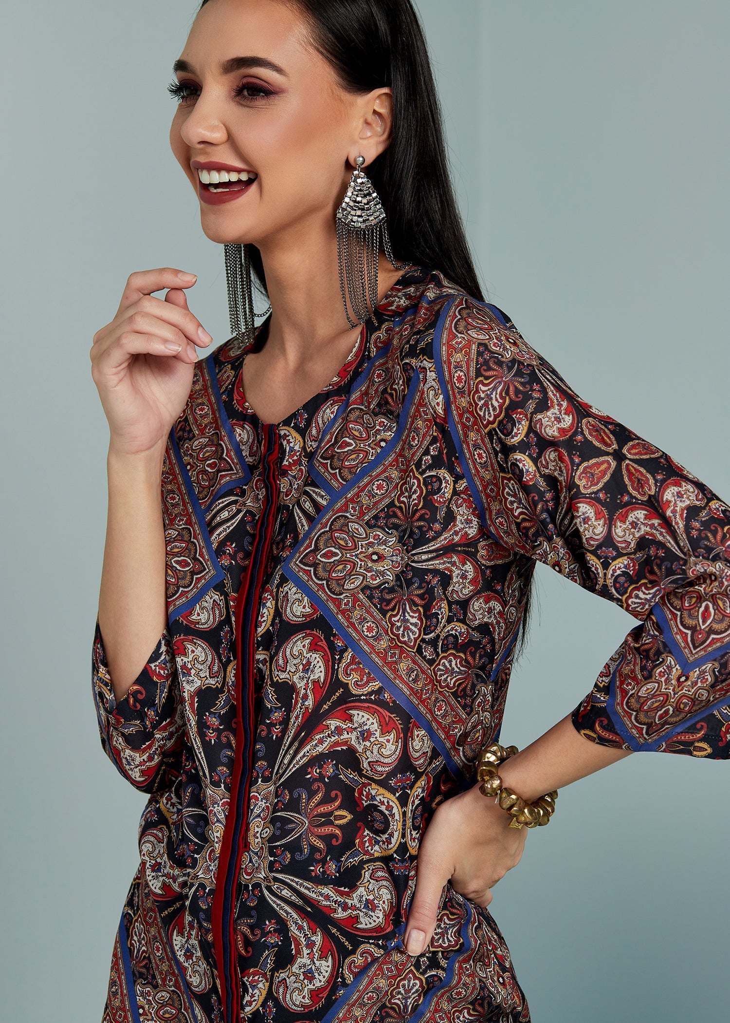 Paisley Printed Long Top