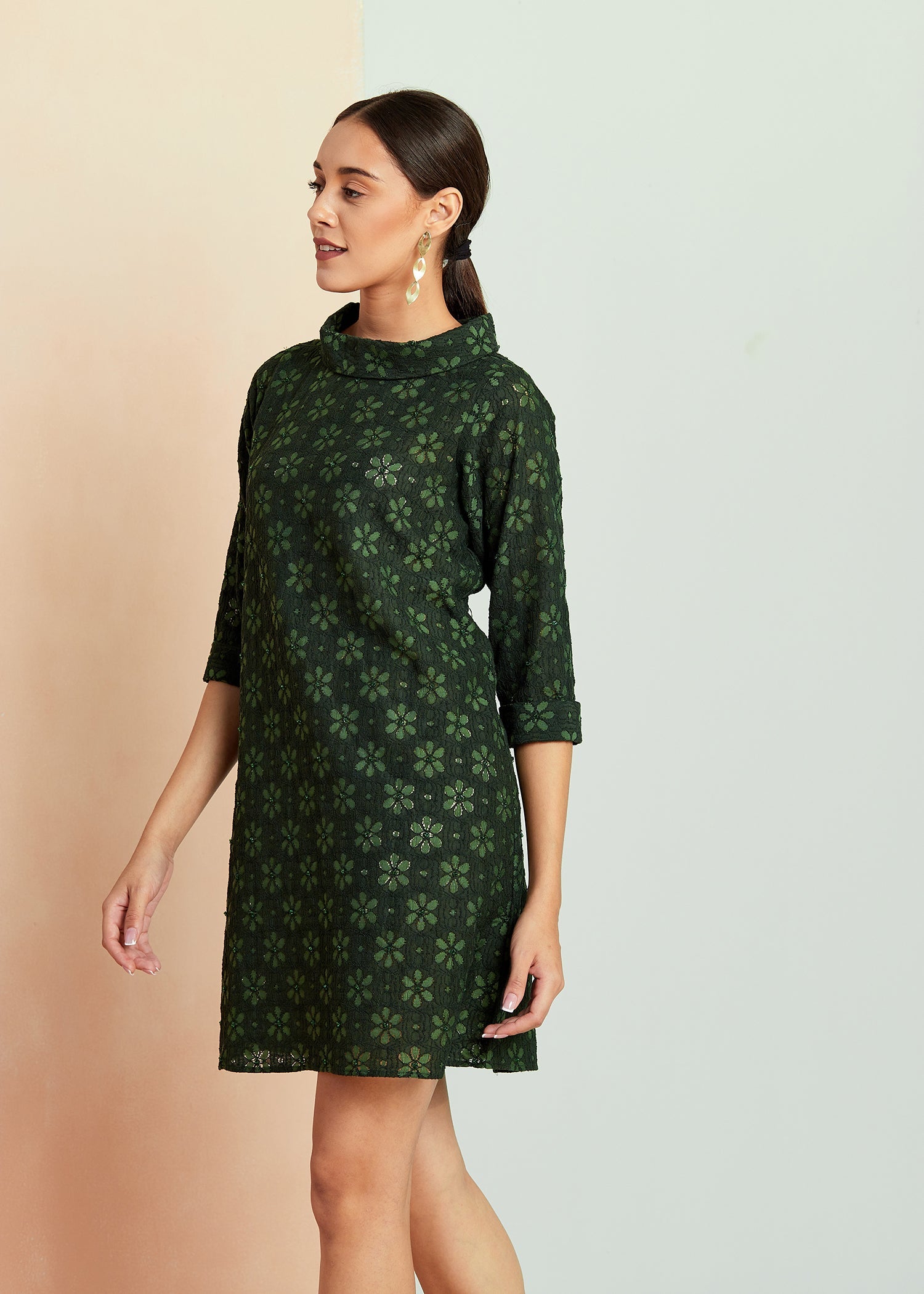 Emerald Green Schiffli Dress