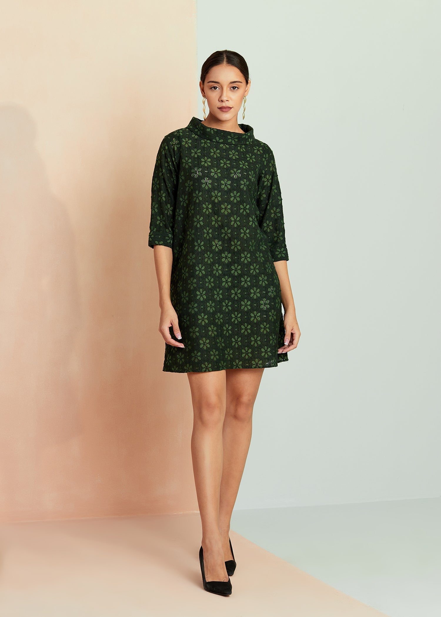 Emerald Green Schiffli Dress