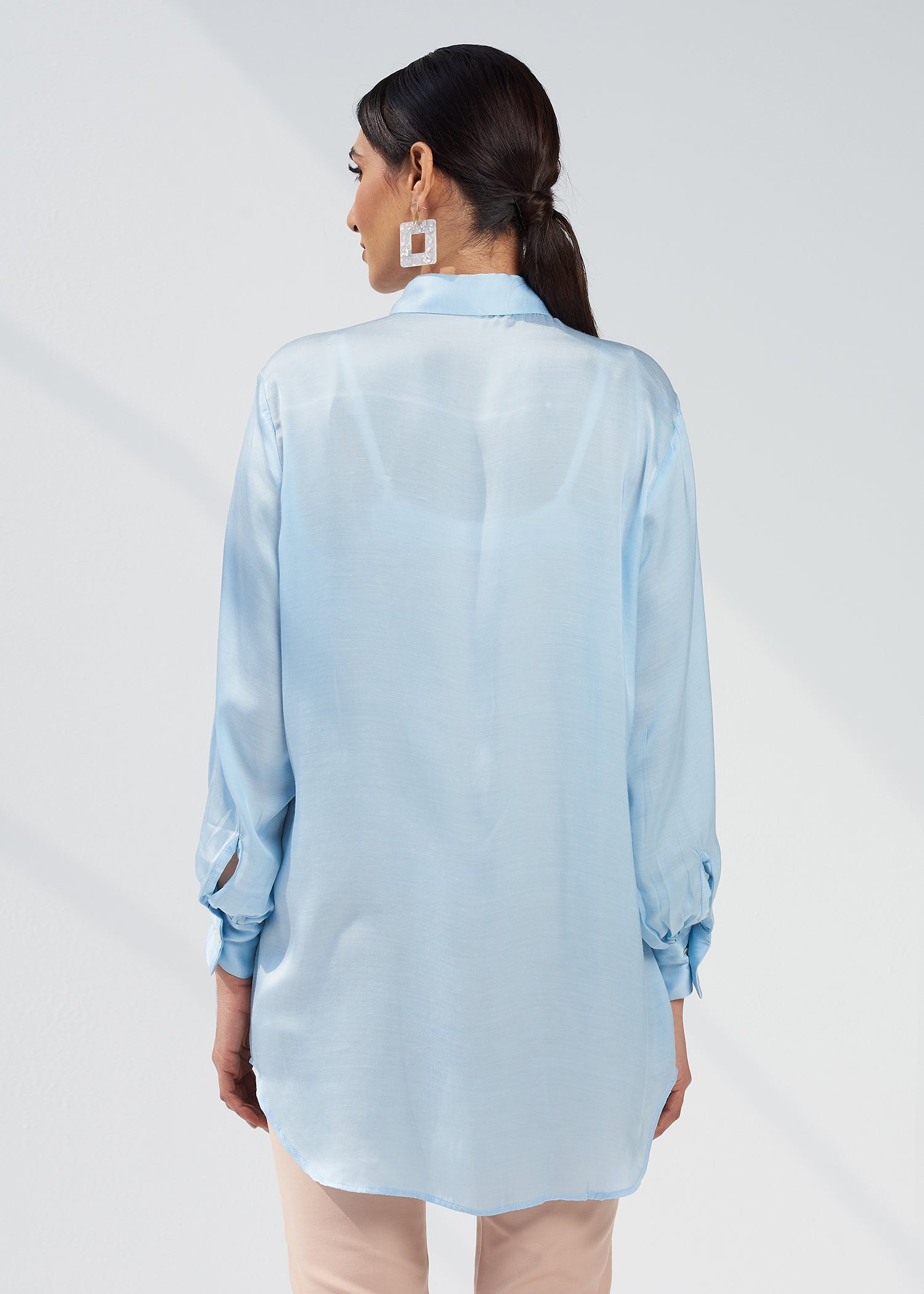 SKY EMBELLISHED SATIN SHIRT