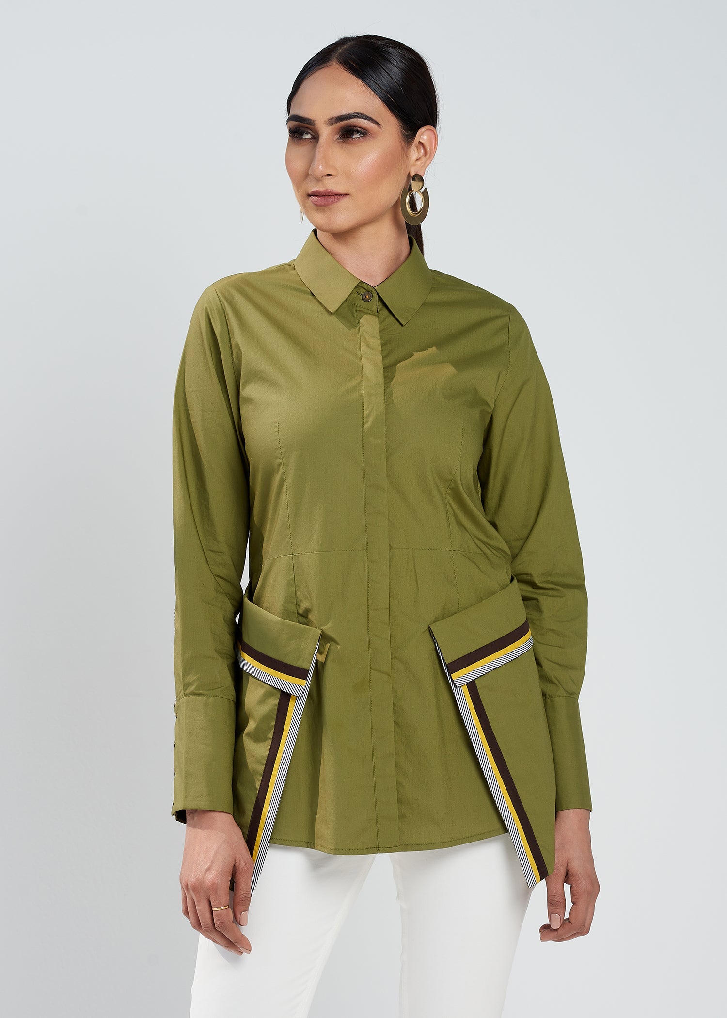 Olive Abstract Top