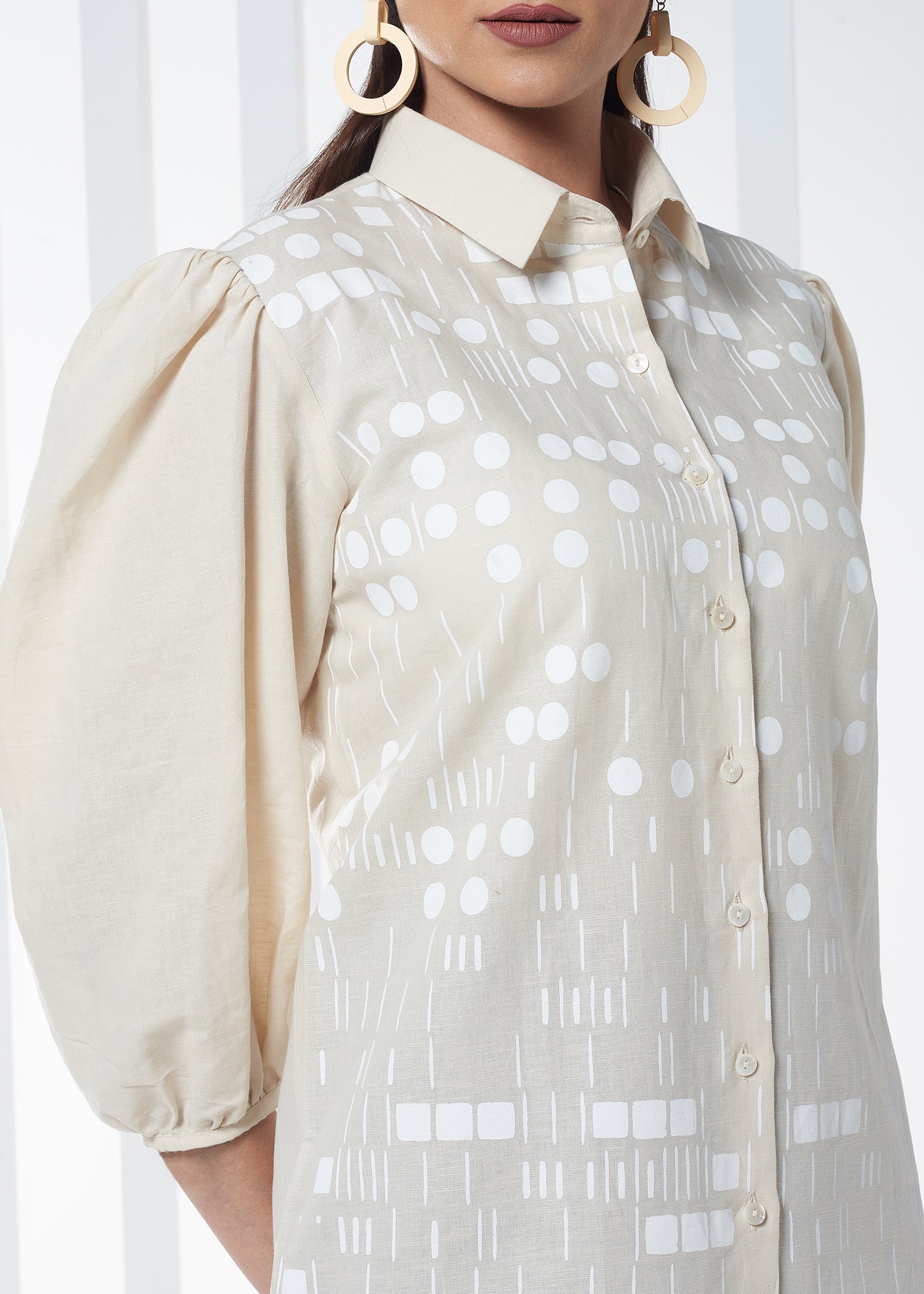 Printed Cotton-Linen Top