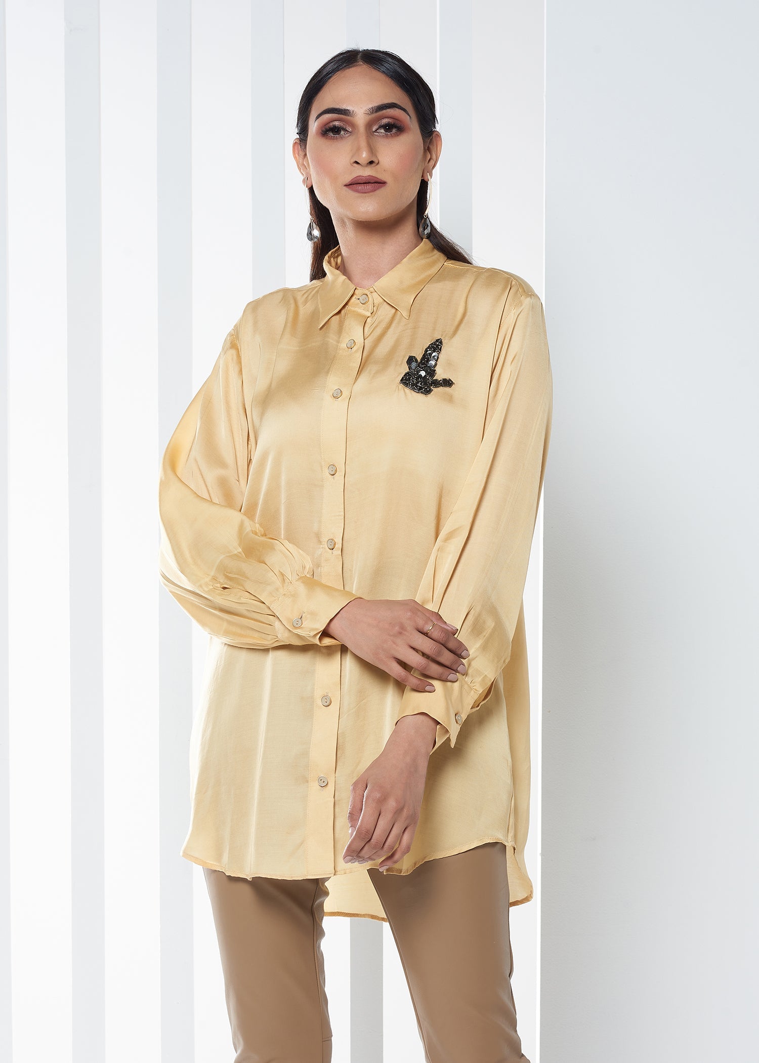 DUNE EMBELLISHED SATIN SHIRT