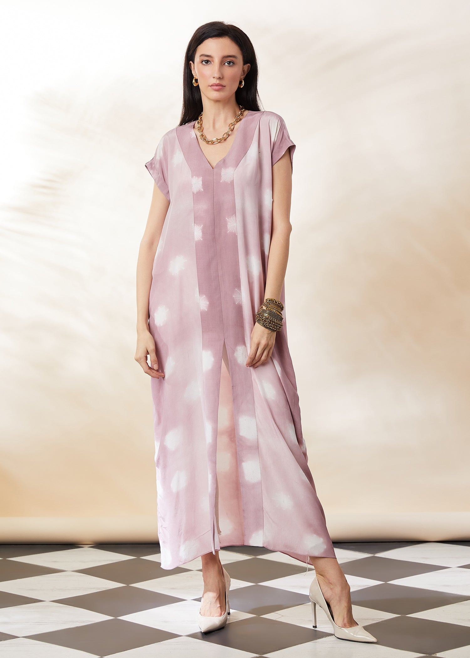 Lilac Shibori Kaftan