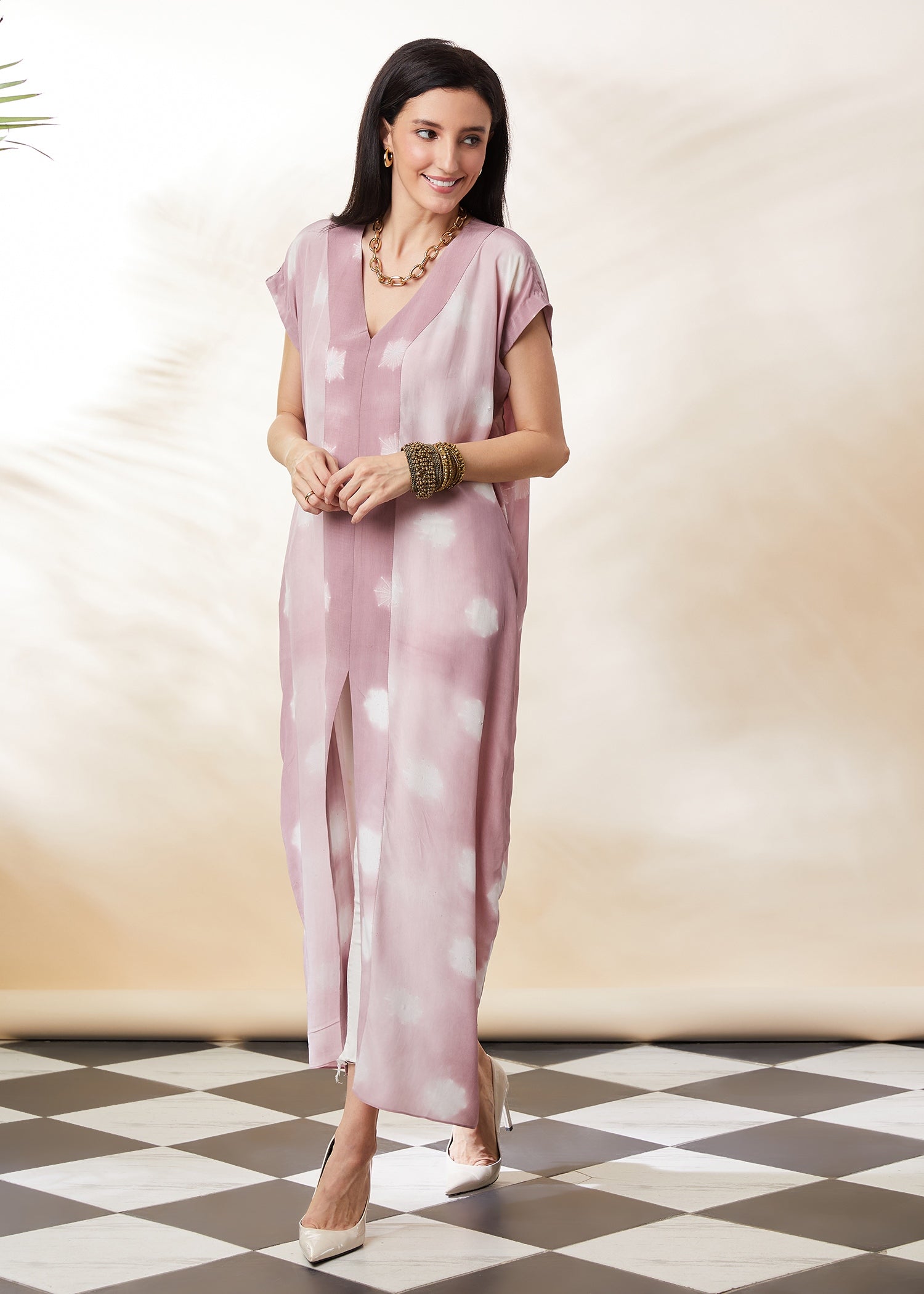 Lilac Shibori Kaftan