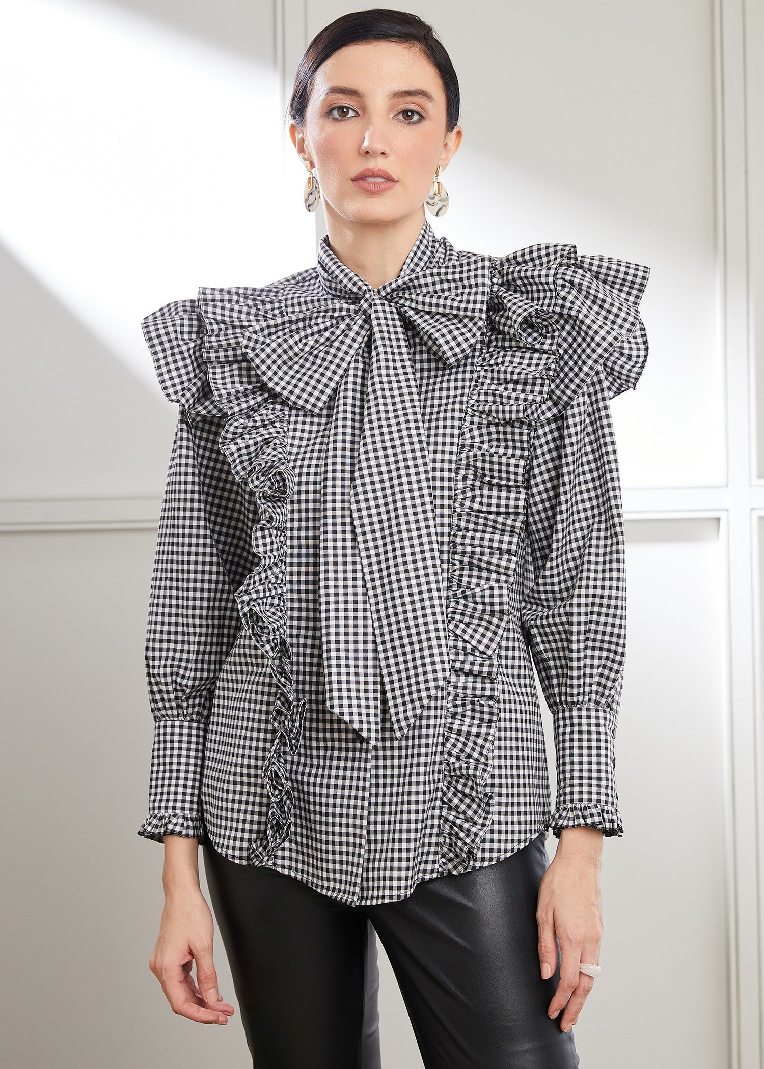 Ruffled Checked Top